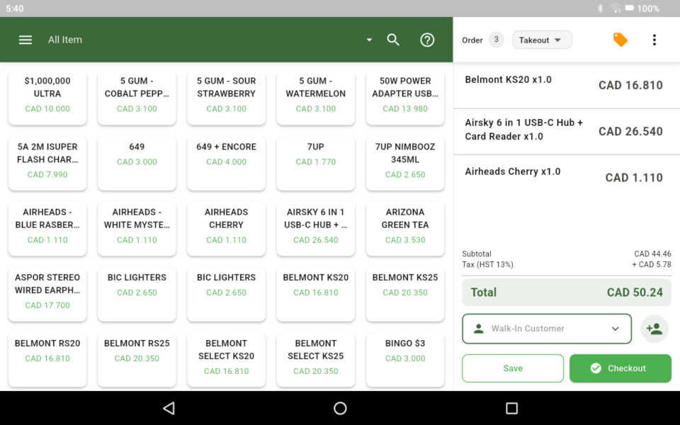 Touchscreen POS terminal
