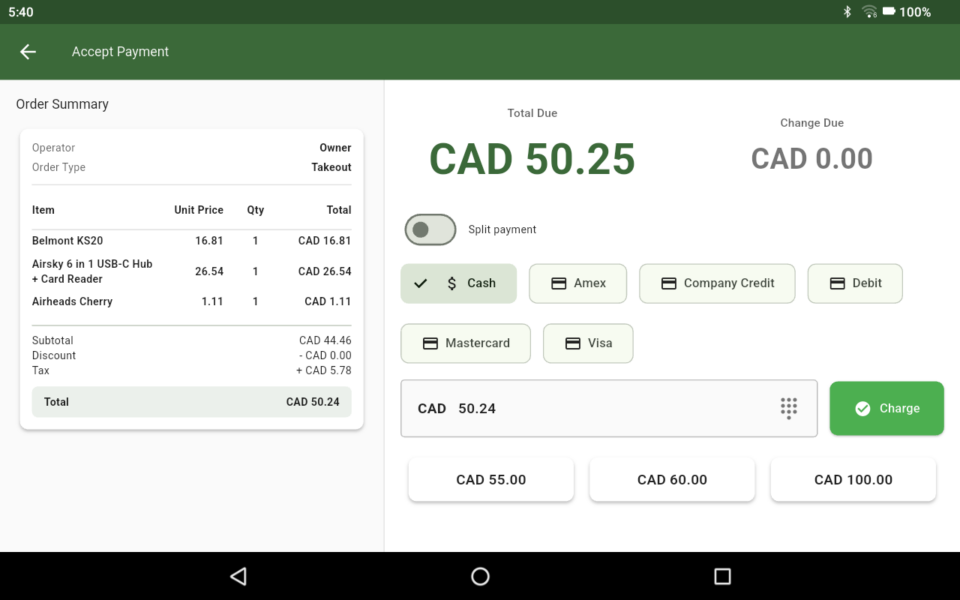 Compact touchscreen POS terminal